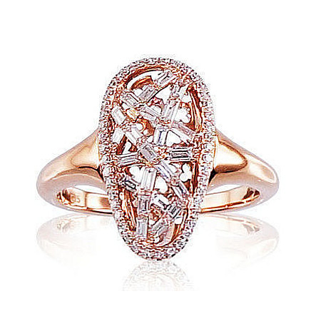 With precious stones,  - Gold ring, 17.5, 3.87 g, Red Gold 585 fineness, Diamonds