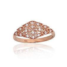 Gold ring, 19, 2.19 g, Red Gold 585 fineness, Zirkons