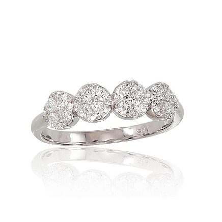With precious stones,  - Gold ring, White Gold 585 fineness, Diamonds