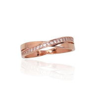 Золотое кольцо, 17.5, 1.69 g, Красное Золото 585 проба, Цирконы
