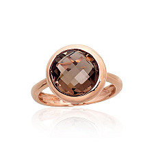 Gold ring, Red Gold 585 fineness, Smoky Quarz