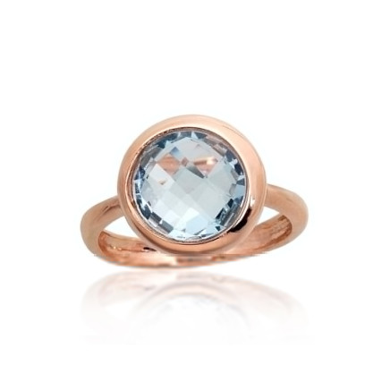 Women,  - Gold ring, Red Gold 585 fineness, Sky Blue Topaz