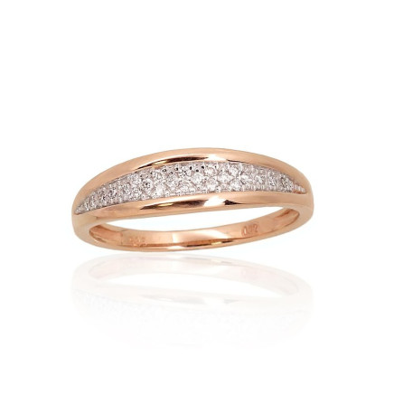 Engagement rings,  - Gold ring, Red Gold 585 fineness, Rhodium (Plating), Diamonds