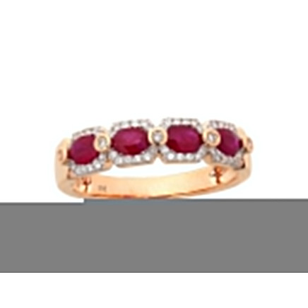 With precious stones,  - Gold ring, 19, 3.09 g, Red Gold 585 fineness, Rhodium (Plating) , Diamonds , Ruby