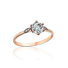 Gold ring, 19.5, 1.79 g, Red Gold 585 fineness, Zirkons