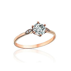 Gold ring, 21, 1.95 g, Red Gold 585 fineness, Zirkons