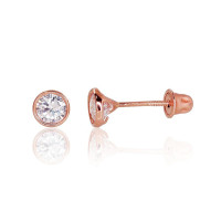 Золотые серьги-пуссеты с винтами, 0.49 g, Красное Золото 585 проба, Цирконы