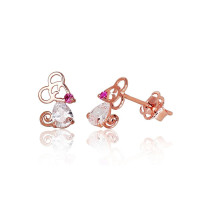 Золотые серьги-пуссеты, 0.46 g, Красное Золото 585 проба, Цирконы