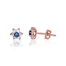 Gold classic studs earrings, Red Gold 585 fineness, Zirkons