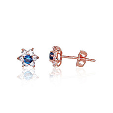 Золотые серьги-пуссеты, 0.55 g, Красное Золото 585 проба, Цирконы