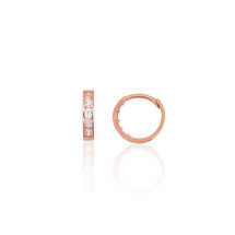Gold hoop earrings, Red Gold 585, Zirkons