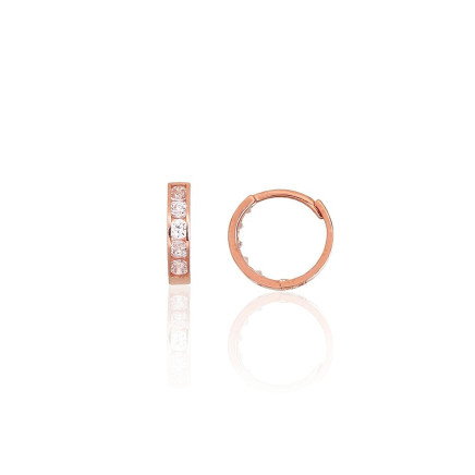 hoops,  - Gold hoop earrings, Red Gold 585, Zirkons