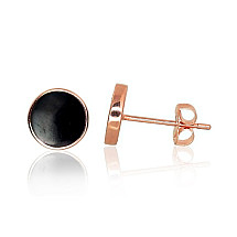 Gold classic studs earrings, Red Gold 585 fineness, Plastic