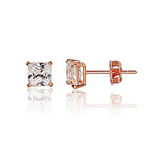 Gold classic studs earrings, 0.52 g, Red Gold 585 fineness, Zirkons
