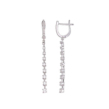 English lock,  - Gold earrings with english lock, 3.45 g, White Gold 585 fineness, Diamonds