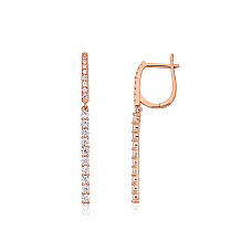 Золотые серьги на английском замке, 2.23 g, Красное Золото 585 проба, Цирконы