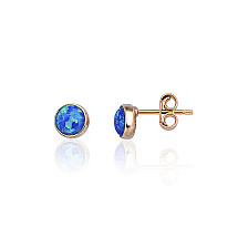 Gold classic studs earrings, Red Gold 585 fineness, Opalit