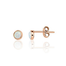 Gold classic studs earrings, Red Gold 585 fineness, Opalit