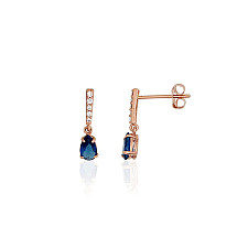 Gold classic studs earrings, 0.53 g, Red Gold 585 fineness, Zirkons