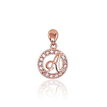Gold pendant, Red Gold 585 fineness, Zirkons, Letter: A