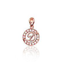 Gold pendant, Red Gold 585 fineness, Zirkons, Letter: D
