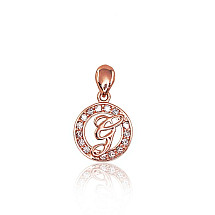 Gold pendant, Red Gold 585 fineness, Zirkons, Letter: G