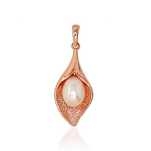 Gold pendant, Red Gold 585 fineness, Fresh-water Pearl