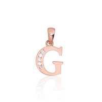 Золотой кулон, 0.43 g, Красное Золото 585 проба, Цирконы, Буква: G