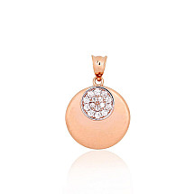 Gold pendant, Red Gold 585 fineness, Rhodium (Plating) , Zirkons