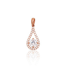 Золотой кулон, 0.72 g, Красное Золото 585 проба, Цирконы