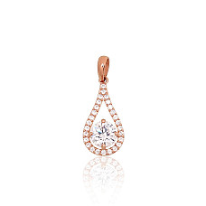 Золотой кулон, 0.73 g, Красное Золото 585 проба, Цирконы