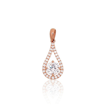 Женские,  - Золотой кулон, 0.73 g, Красное Золото 585 проба, Цирконы
