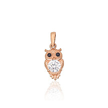 Owl, Gold pendant, Red Gold 585 fineness, Zirkons