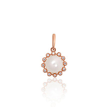 Gold pendant, Red Gold 585 fineness, Zirkons, Fresh-water Pearl