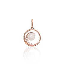 Gold pendant, Red Gold 585 fineness, Zirkons, Fresh-water Pearl