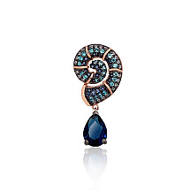 Gold pendant, Red Gold 585 fineness, Rhodium (Plating), Zirkons