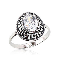 Серебряное кольцо, Серебро 925 проба, оксид (покрытие), Цирконы