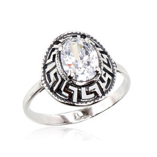 Silver ring, Silver 925 fineness, oxide (Plating), Zirkons