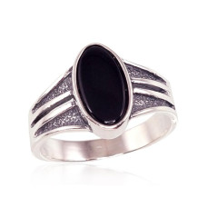 Серебряное кольцо, 17, 3.7 g, Серебро 925 проба, оксид (покрытие), Оникс