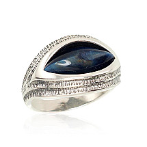 Серебряное кольцо, Серебро 925 проба, оксид (покрытие), Тигровый глаз (синт.)