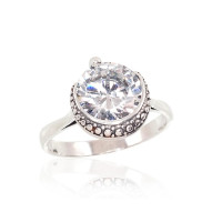 Серебряное кольцо, 17, 3.1 g, Серебро 925 проба, оксид (покрытие), Цирконы