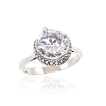 Серебряное кольцо, Серебро 925 проба, оксид (покрытие), Цирконы