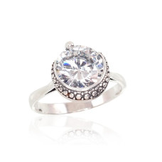 Silver ring, 17, 3.1 g, Silver 925 fineness, oxide (Plating), Zirkons