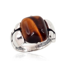 Серебряное кольцо, Серебро 925 проба, оксид (покрытие), Тигровый глаз