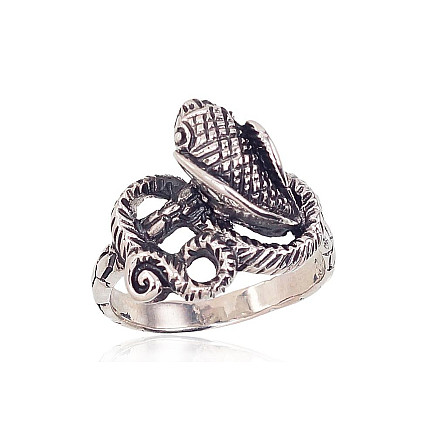 Женские,  - Серебряное кольцо, 17, 5 g, Серебро 925 проба, оксид (покрытие)