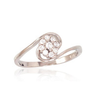 Серебряное кольцо, 18, 1.4 g, Серебро 925 проба, родий (покрытие), Цирконы