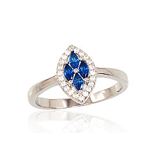 Silver ring, 19, 2.7 g, Silver 925 fineness, Rhodium (Plating), Zirkons