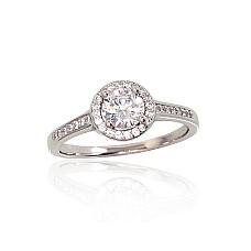 Серебряное кольцо, 17.5, 1.8 g, Серебро 925 проба, родий (покрытие), Цирконы