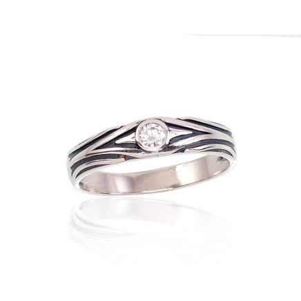 Women,  - Silver ring, Silver 925 fineness, oxide (Plating), Zirkons