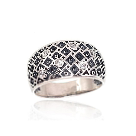 Women,  - Silver ring, 18, 5.7 g, Silver 925 fineness, oxide (Plating), Zirkons